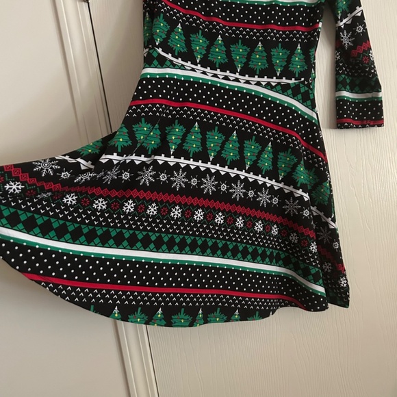 Planet Gold Christmas Dress Fit and Flare Skater Size L Fair Isle Pattern - Picture 2 of 10